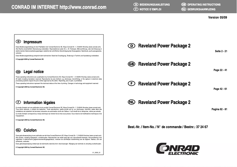 Page n°1 - Manuel utilisateur Raveland Green Force II