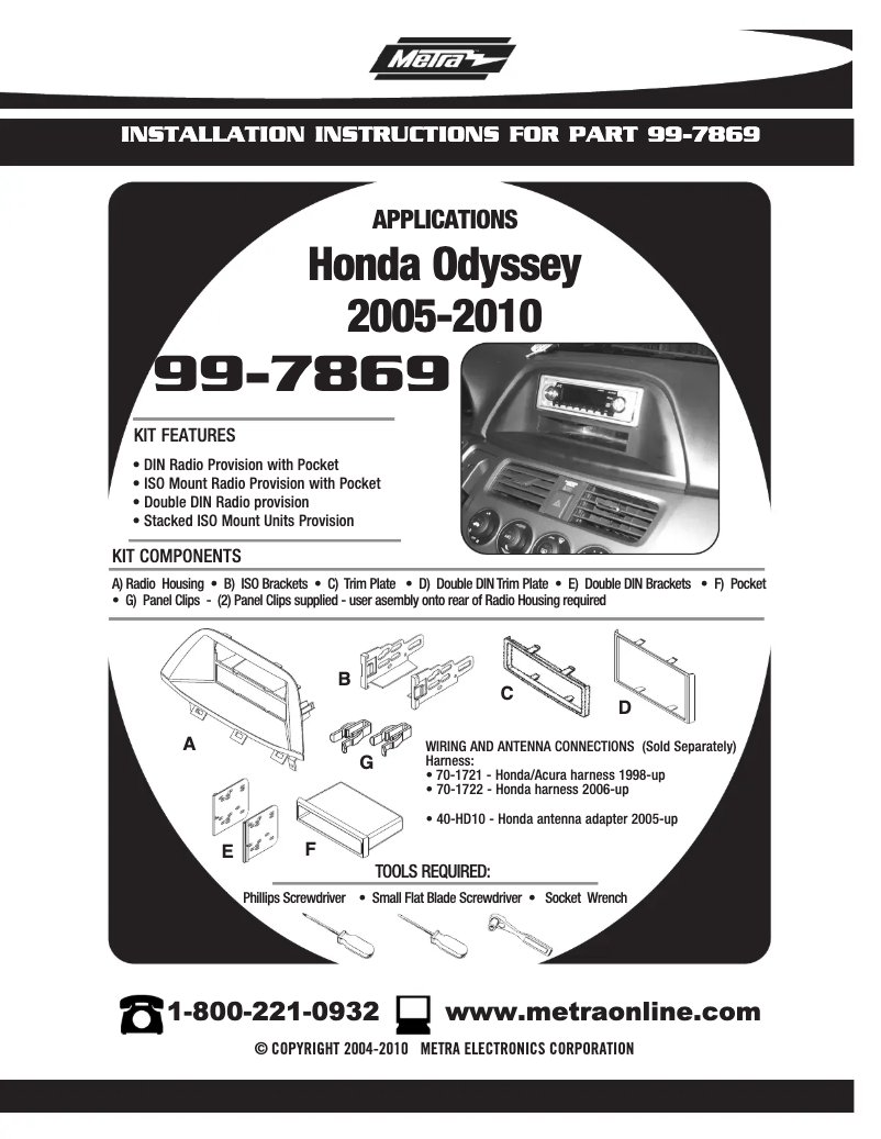 Page n°1 - Guide d'installation Metra 99-7869