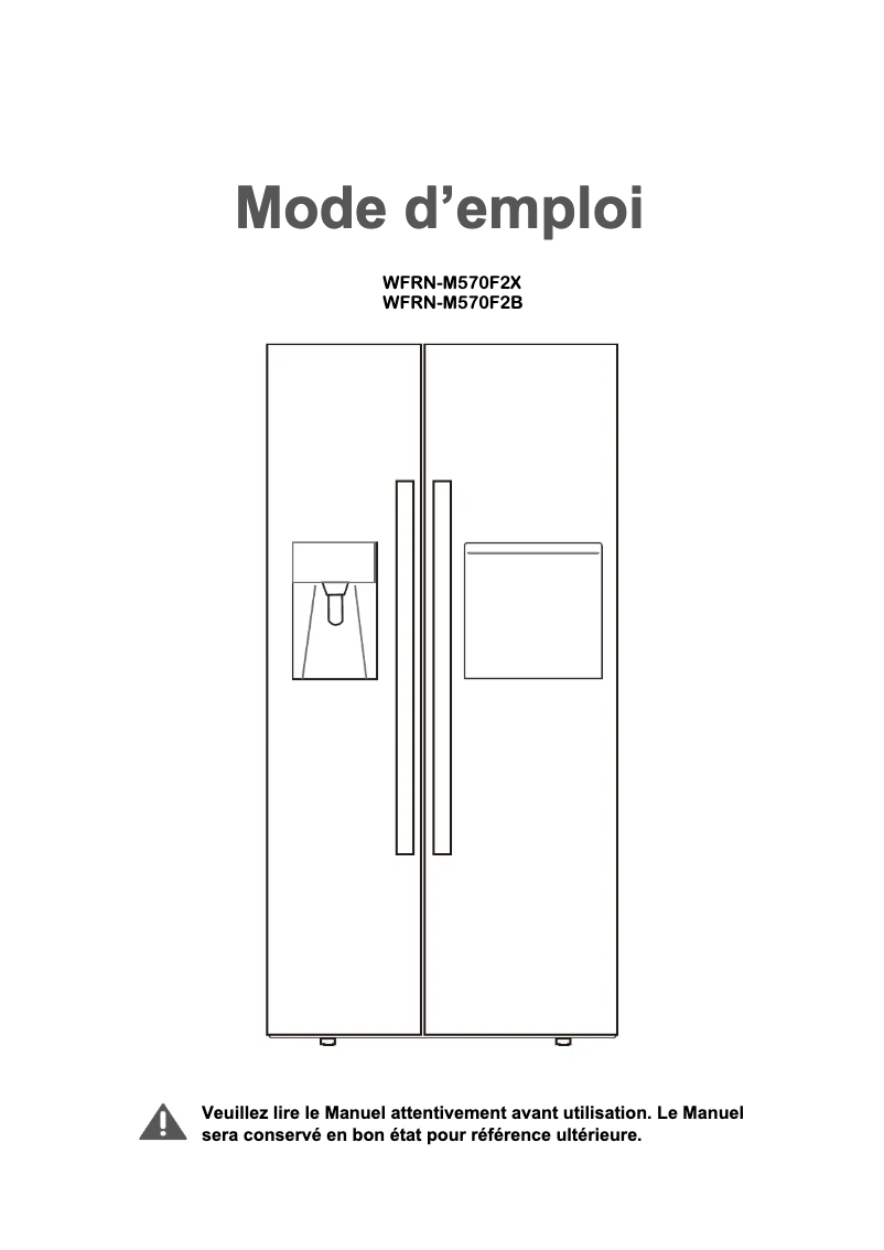 Page 1 de la notice Manuel utilisateur Winia WFRN-M570F2B