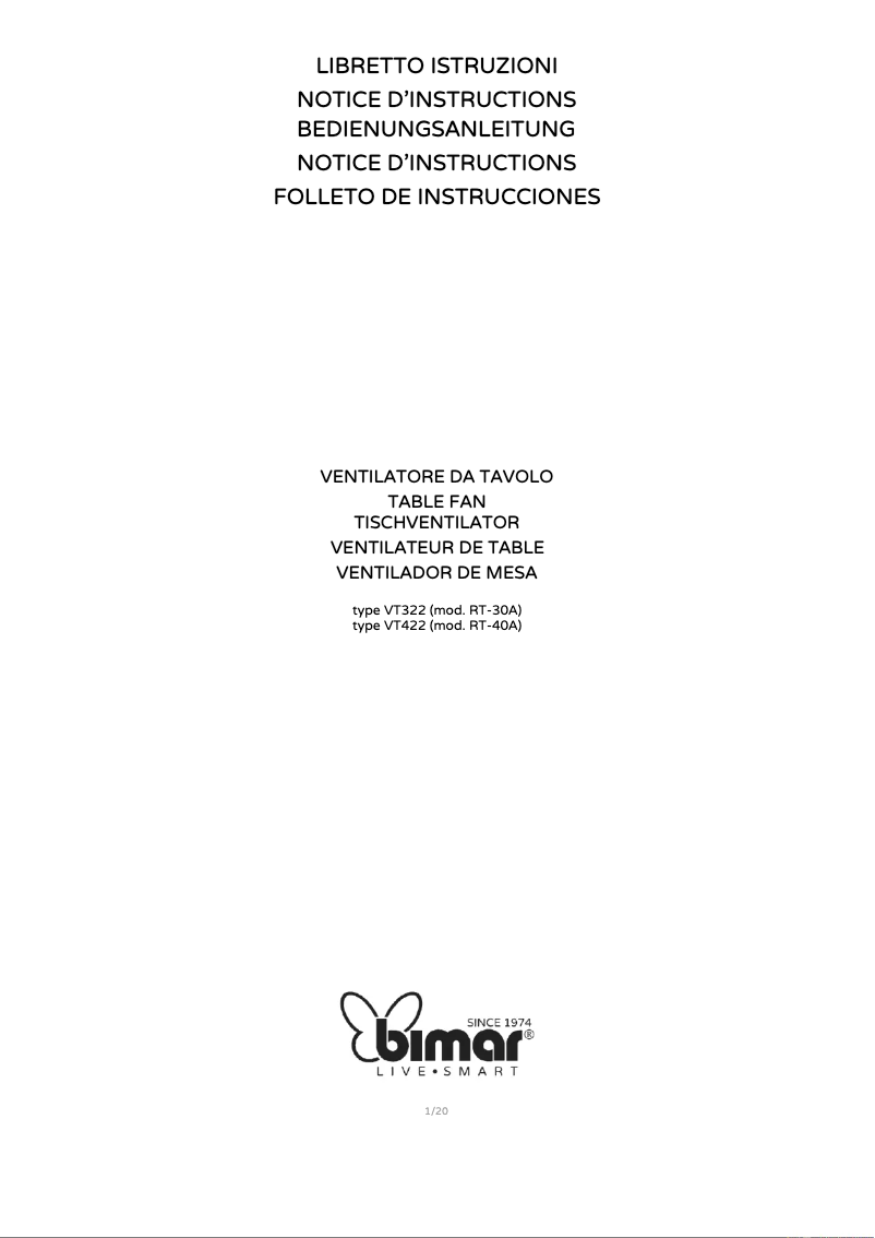 Page n°1 - Manuel utilisateur Bimar VT322