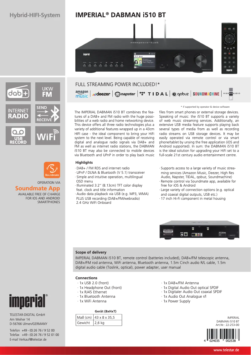 Image de la première page du manuel de l'appareil DABMAN i510 BT