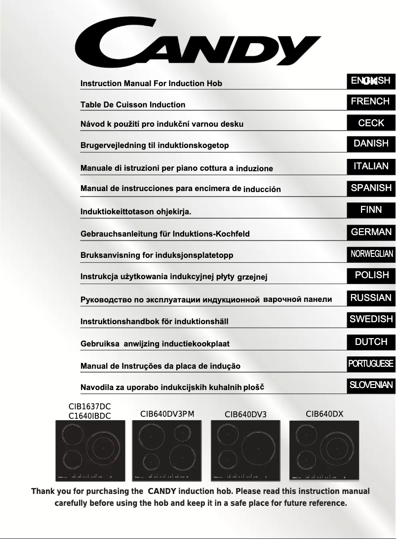 Page 1 de la notice Manuel utilisateur Candy CIB640DX