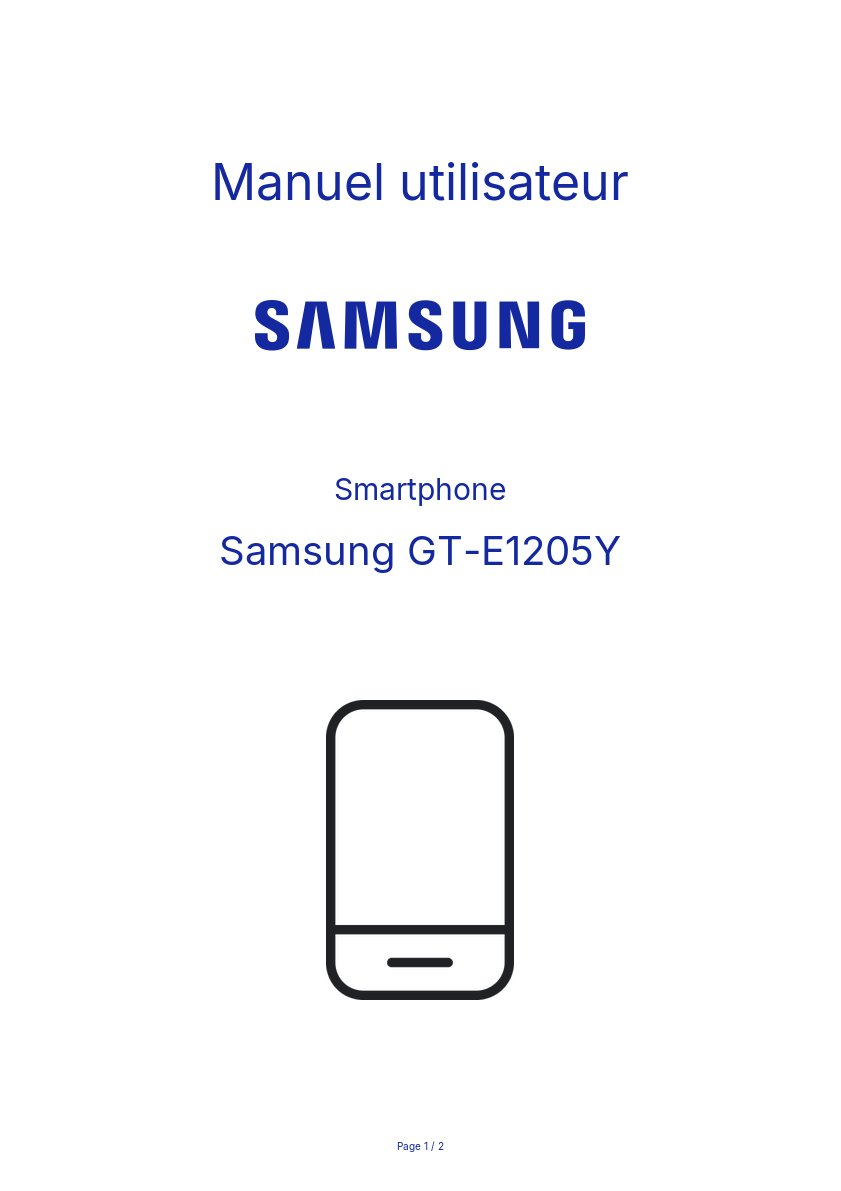 Page n°1 - Manuel utilisateur Samsung GT-E1205Y