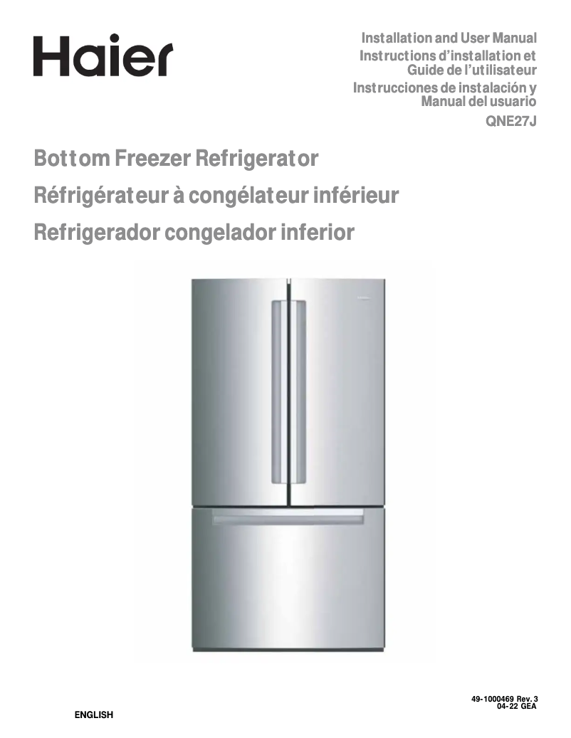 Page n°1 - Manuel d'utilisation et d'entretien Haier QNE27JBMTS