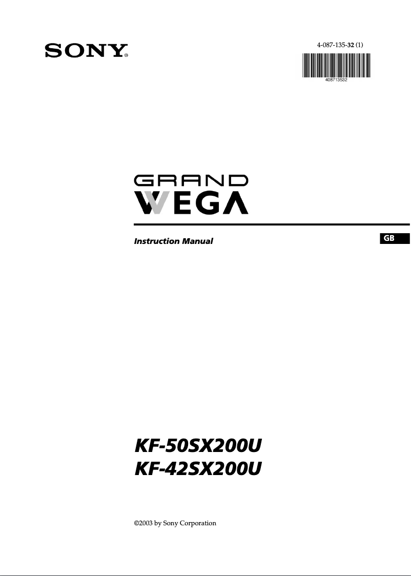 Page n°1 - Manuel utilisateur Sony KF-50SX200U