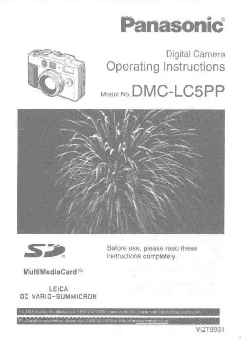 Page n°1 - Manuel utilisateur Panasonic Lumix DMC-LC5PP