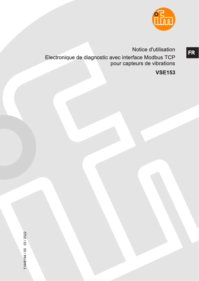 Page 1 de la notice Manuel utilisateur IFM VSE153