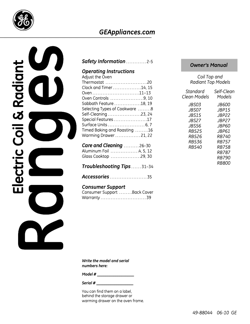 Page n°1 - Manuel d'utilisation et d'entretien Hotpoint RB740BHCT