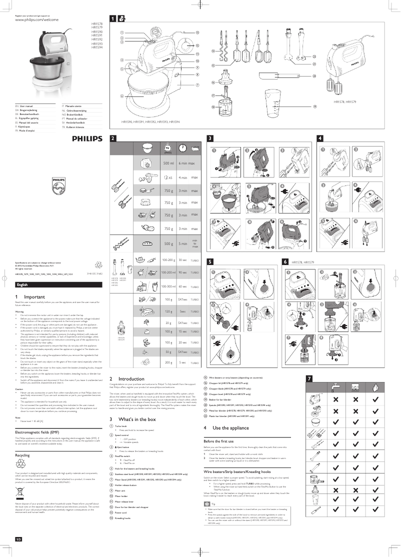 Page n°1 - Manuel utilisateur Philips Avance Collection HR1590