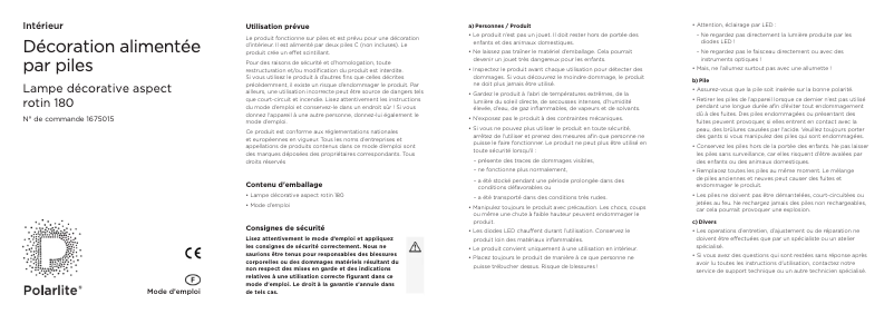 Image de la première page du manuel de l'appareil Rattan 180