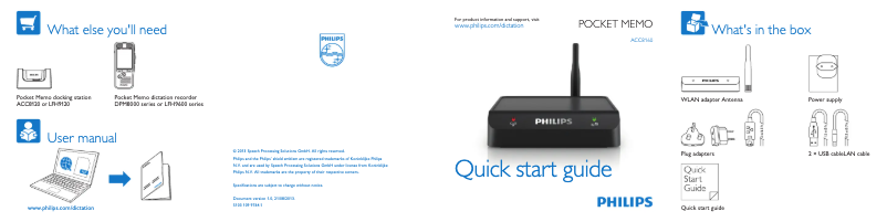 Page n°1 - Manuel utilisateur Philips PocketMemo ACC8160