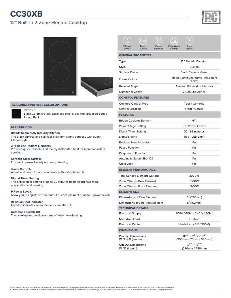 Imagen de la primera página del manual del dispositivo CC30XB