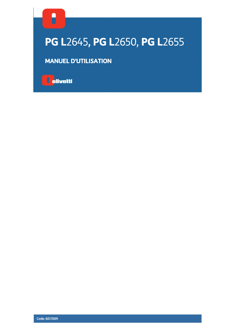 Page 1 de la notice Manuel utilisateur Olivetti PG L2645