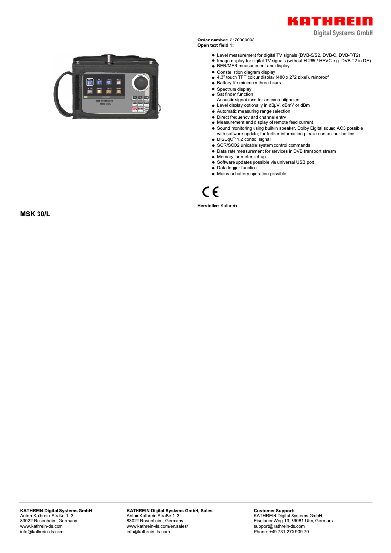 Image de la première page du manuel de l'appareil MSK 30/L