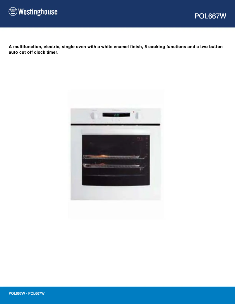Page n°1 - Fiche technique Westinghouse POL667W