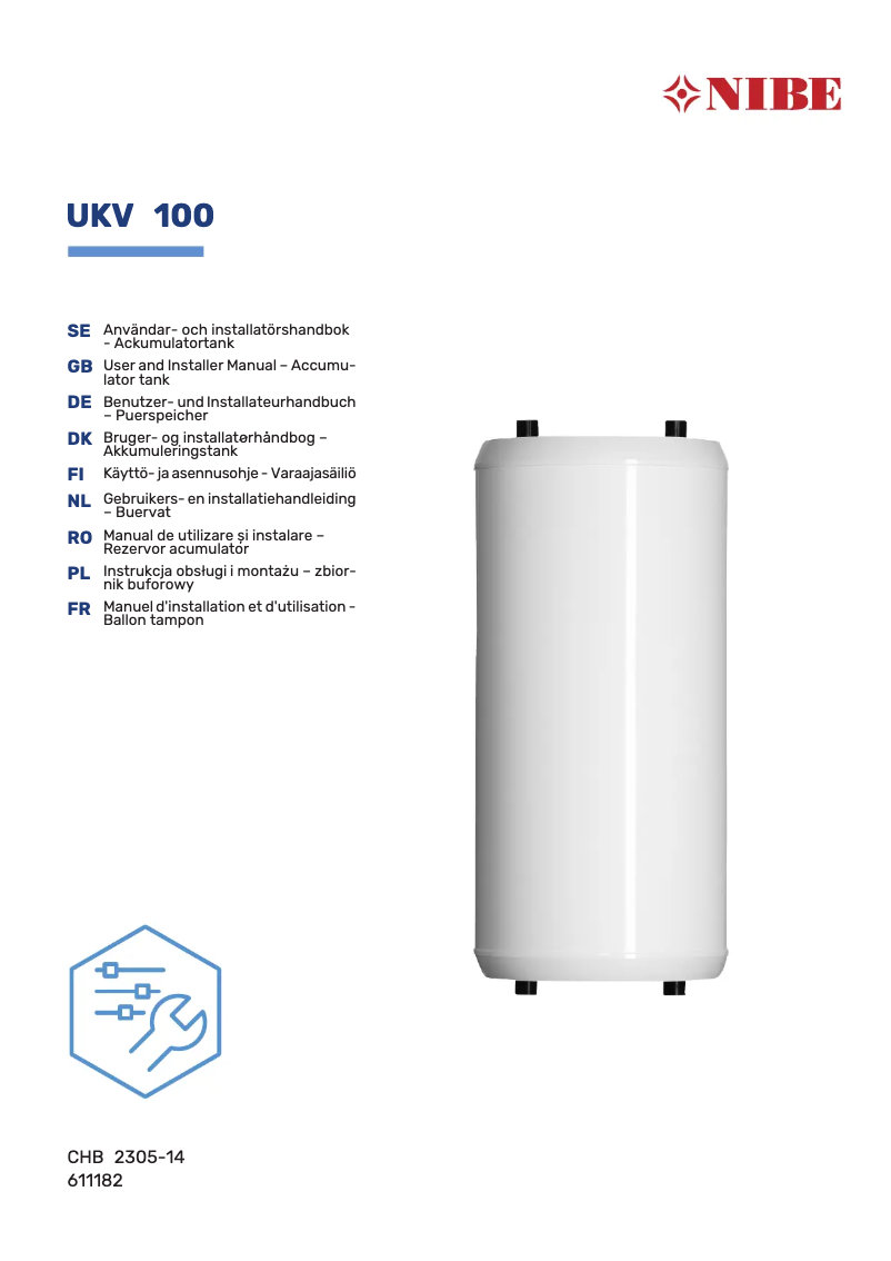 Página 1 del manual Guía de instalación Nibe UKV 20-500