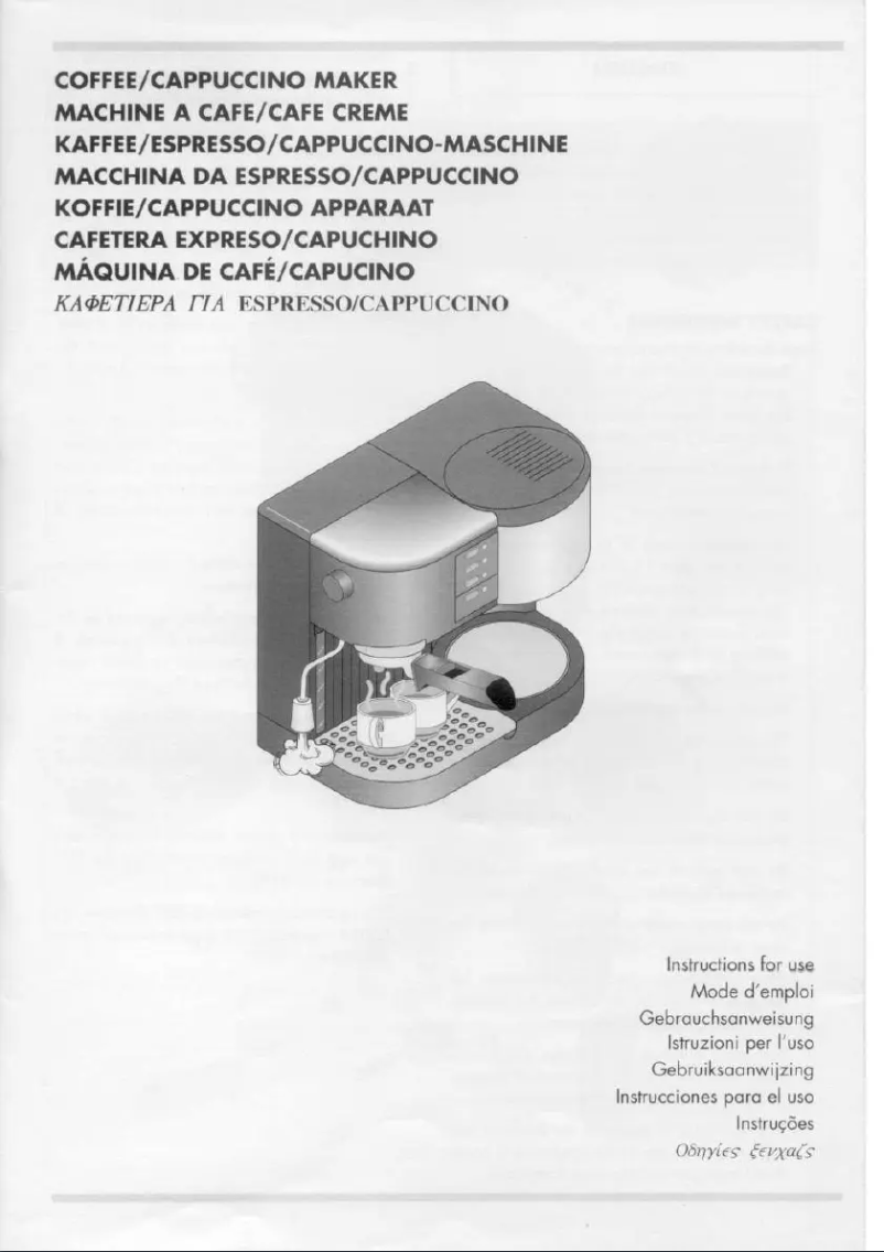 Page 1 de la notice Manuel utilisateur DeLonghi Caffe Cortina BCO 250.F