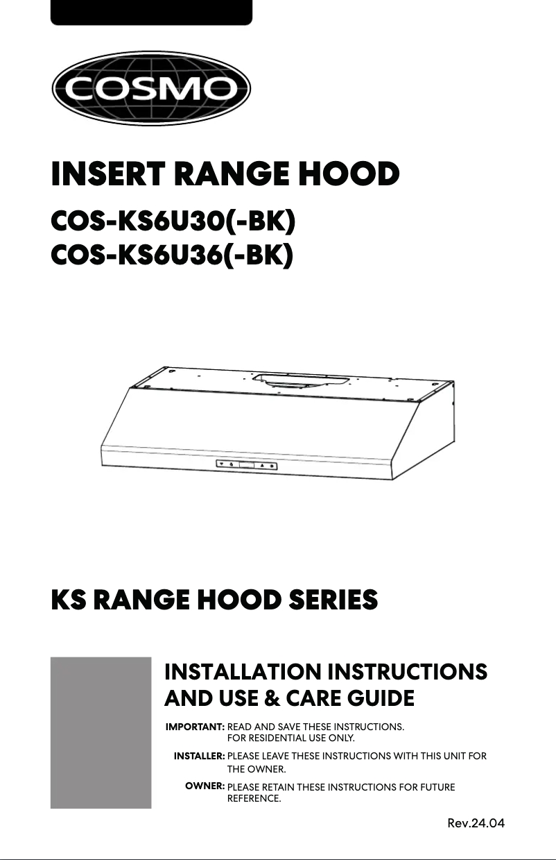 Page n°1 - Manuel utilisateur Cosmo COS-KS6U30
