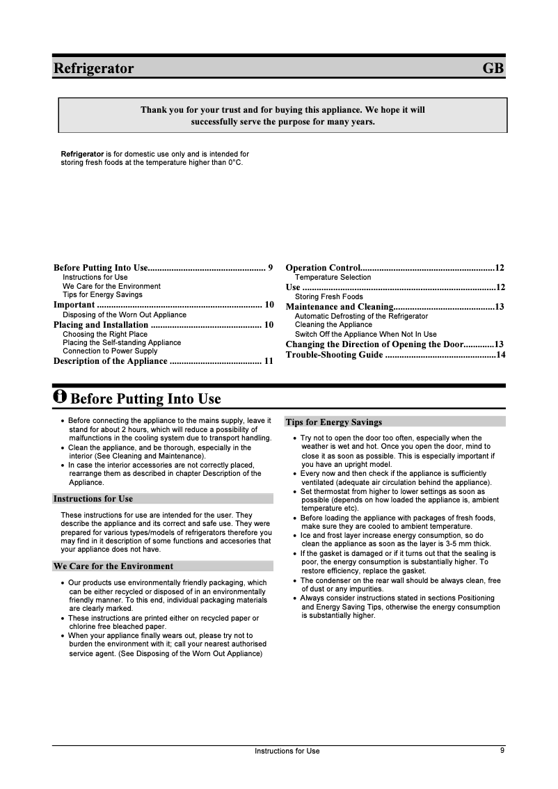 Page n°1 - Manuel utilisateur Gorenje R6299W