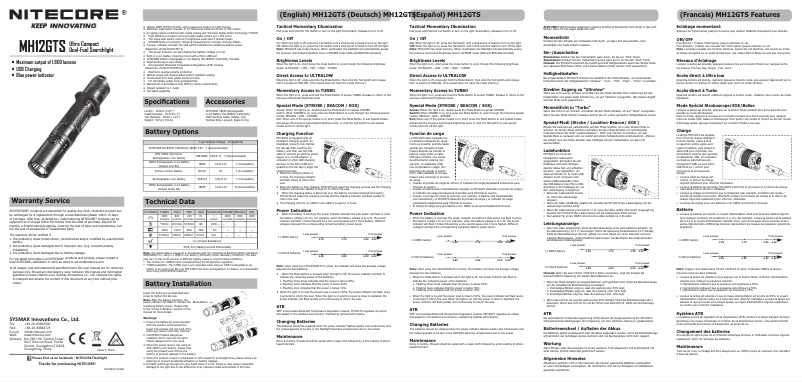 Page n°1 - Manuel utilisateur Nitecore MH12GTS