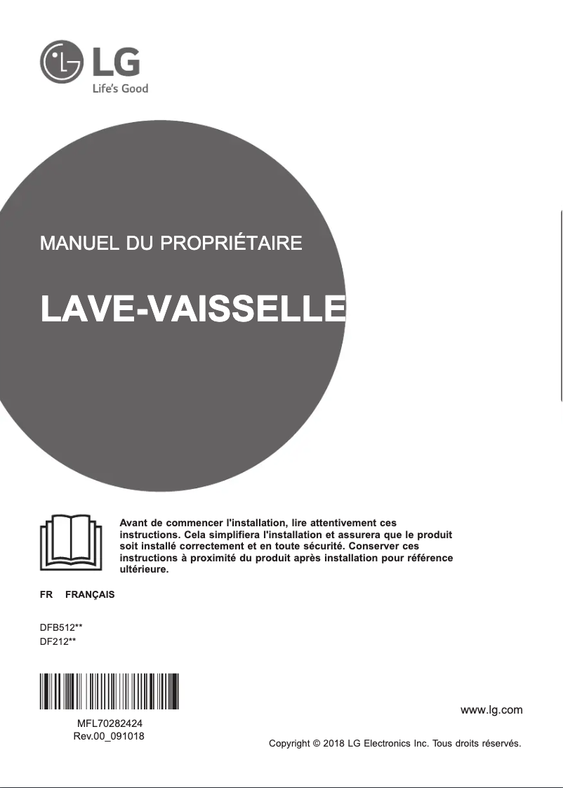 Page 1 de la notice Manuel utilisateur LG DFB512FP