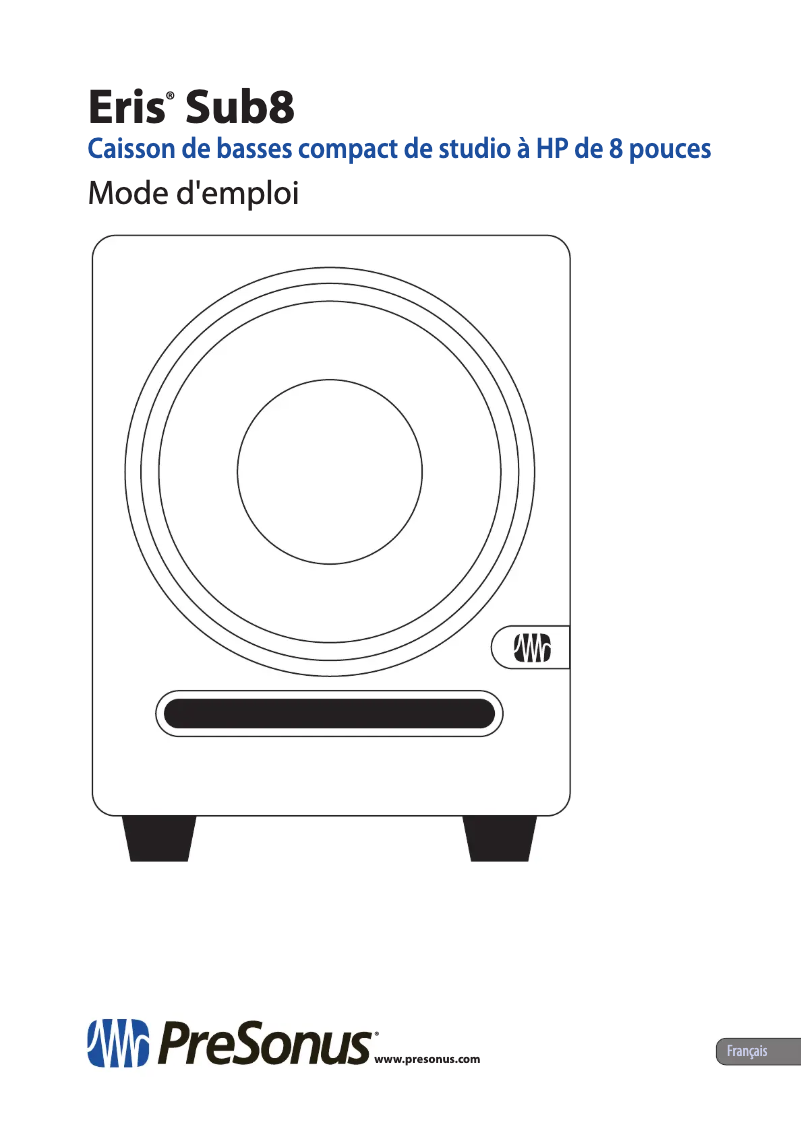 Page 1 de la notice Manuel utilisateur PreSonus Eris Sub8