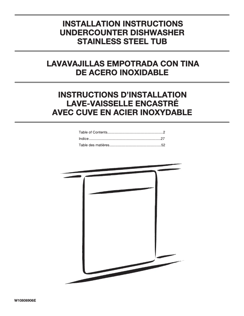 Page n°1 - Guide d'installation KitchenAid KDTE234G