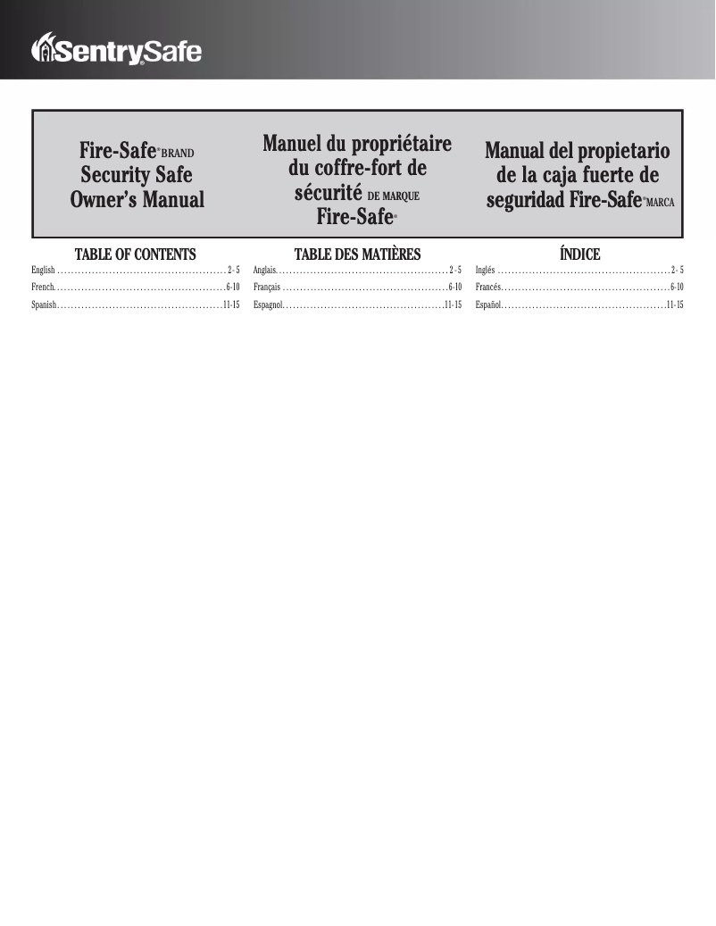 Page 1 de la notice Manuel utilisateur SentrySafe TC8-331