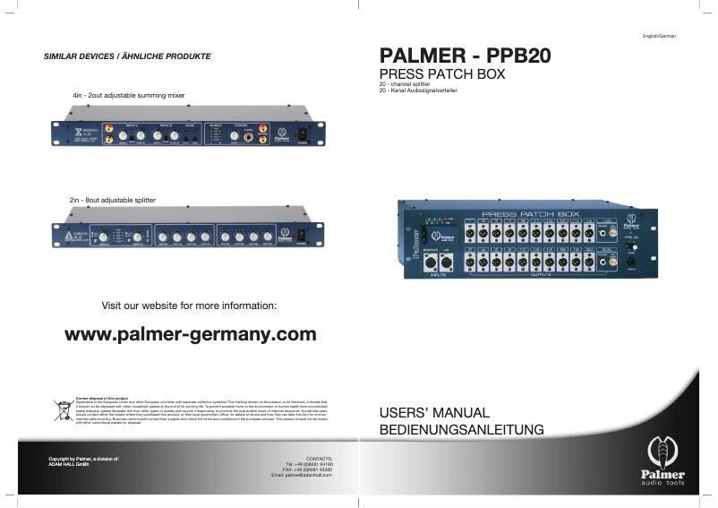 Página 1 del manual Manual de usuario Palmer PB 20