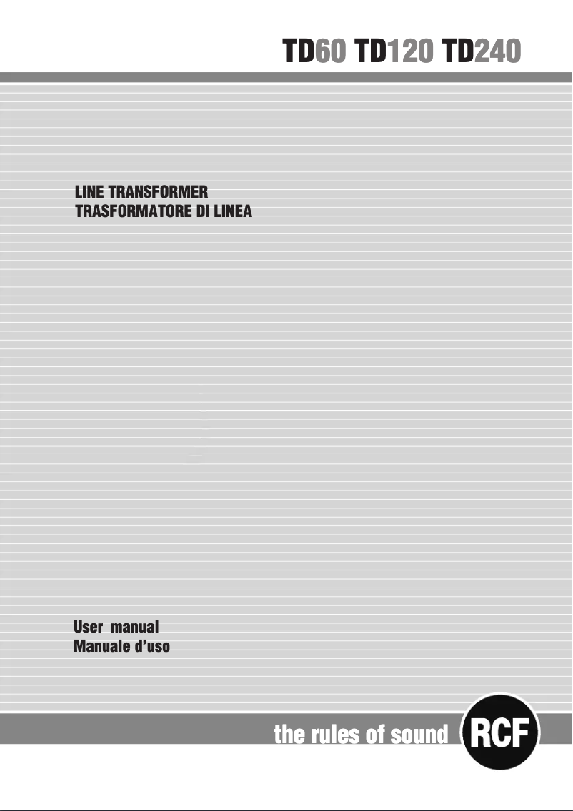 Page 1 de la notice Manuel utilisateur RCF TD 60