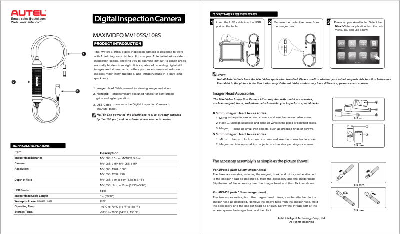 Page 1 de la notice Manuel utilisateur Autel MaxiVideo MV105S/108S