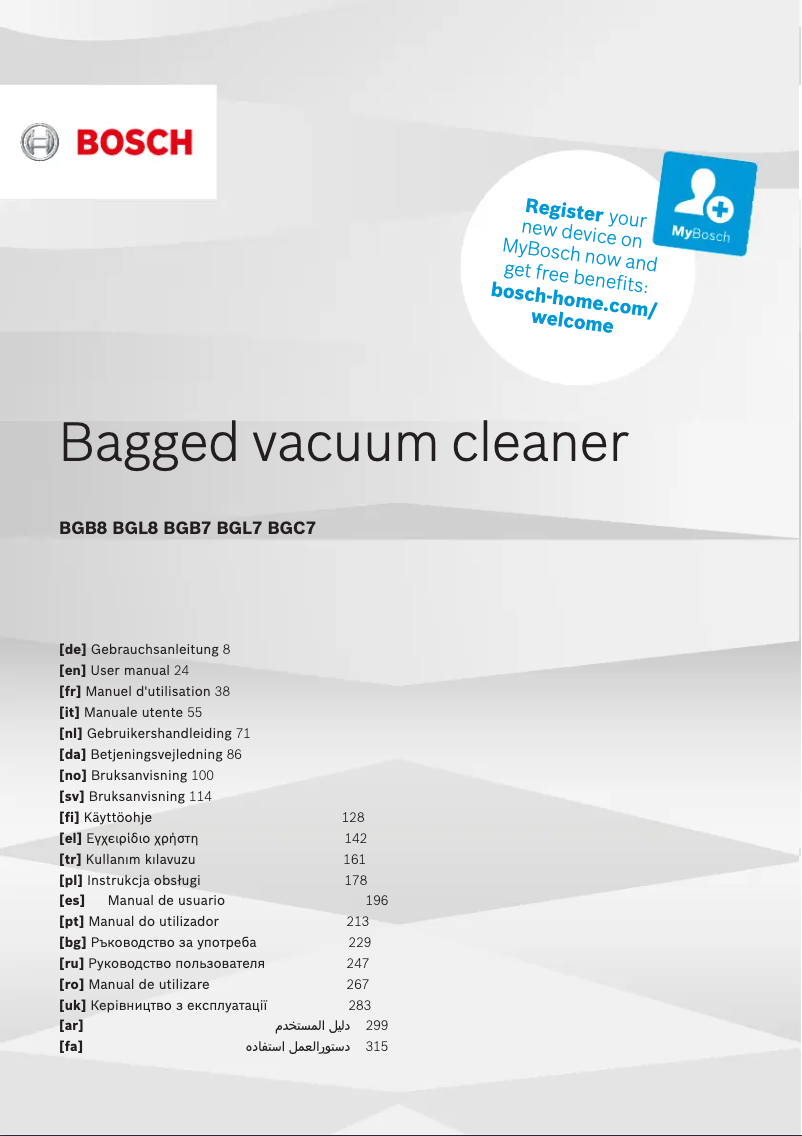 Page 1 de la notice Manuel utilisateur Bosch Ergomaxx'x BGL7HYG