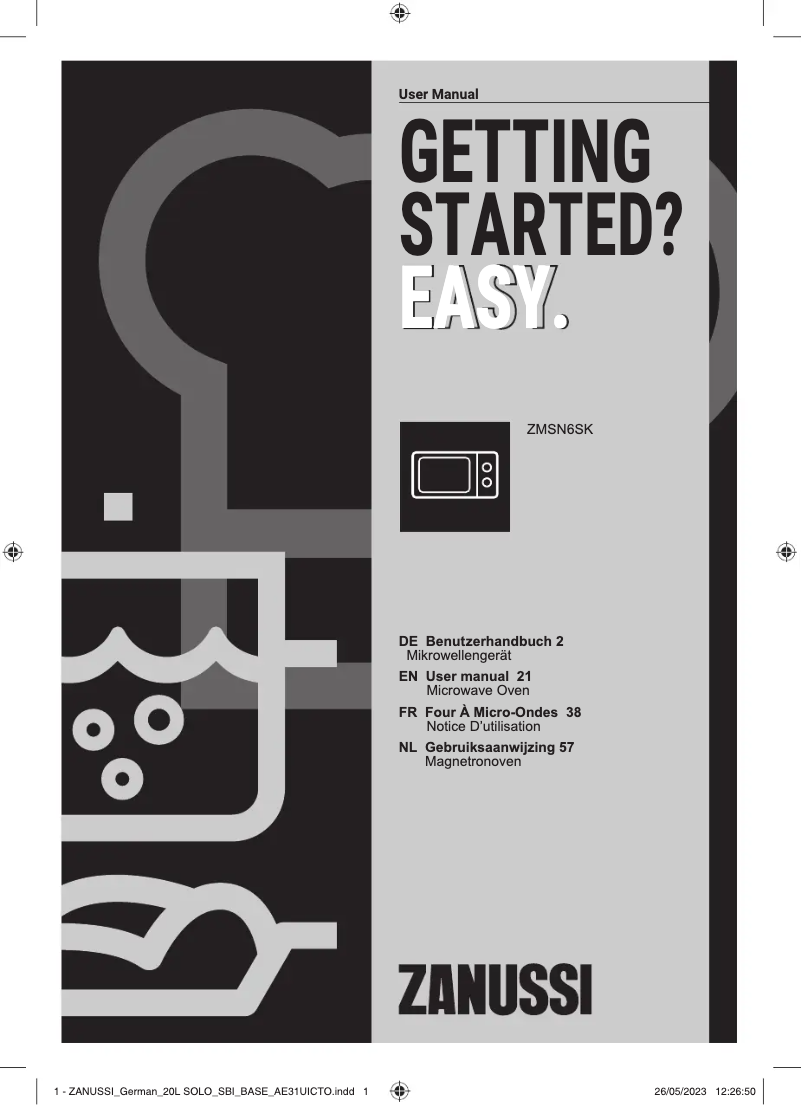 Image de la première page du manuel de l'appareil ZMSN6SK