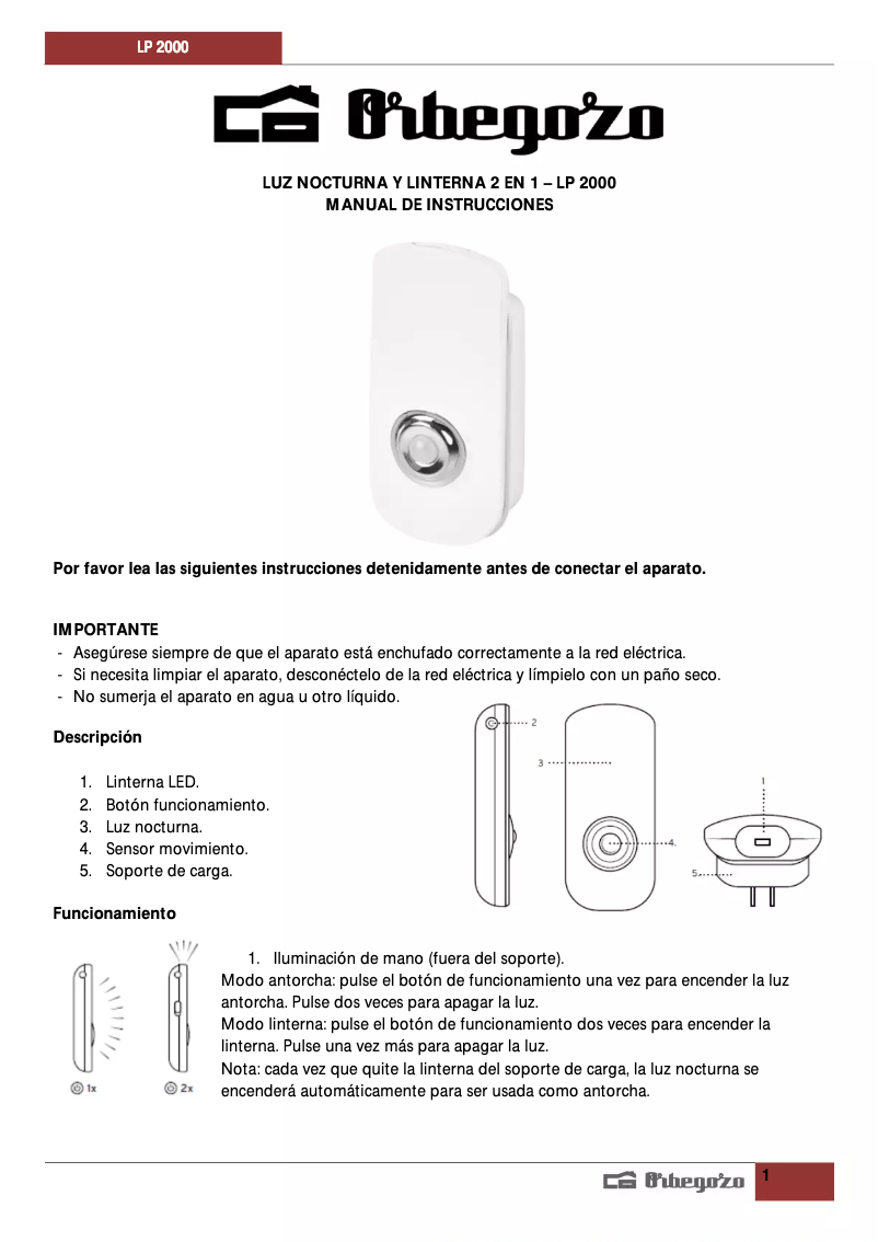 Image de la première page du manuel de l'appareil LP 2000