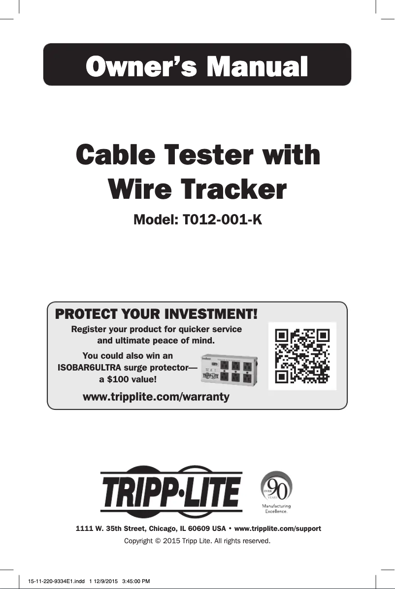 Page n°1 - Manuel utilisateur Tripp Lite T012-001-K