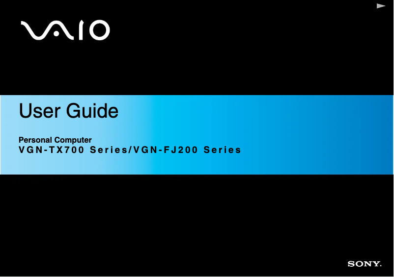 Image de la première page du manuel de l'appareil Vaio VGN-FJ250P