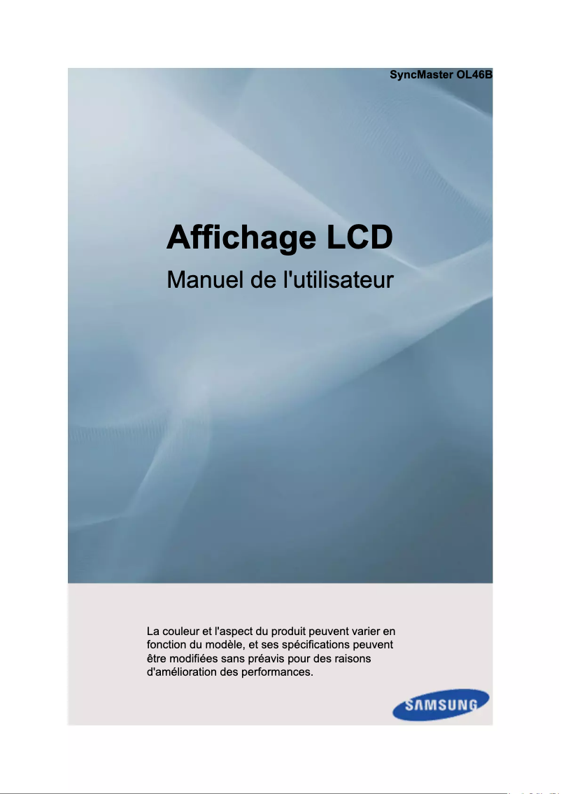 Page n°1 - Manuel utilisateur Samsung OL46B