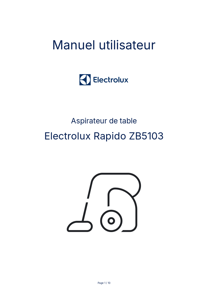 Page n°1 - Manuel utilisateur Electrolux Rapido ZB5103