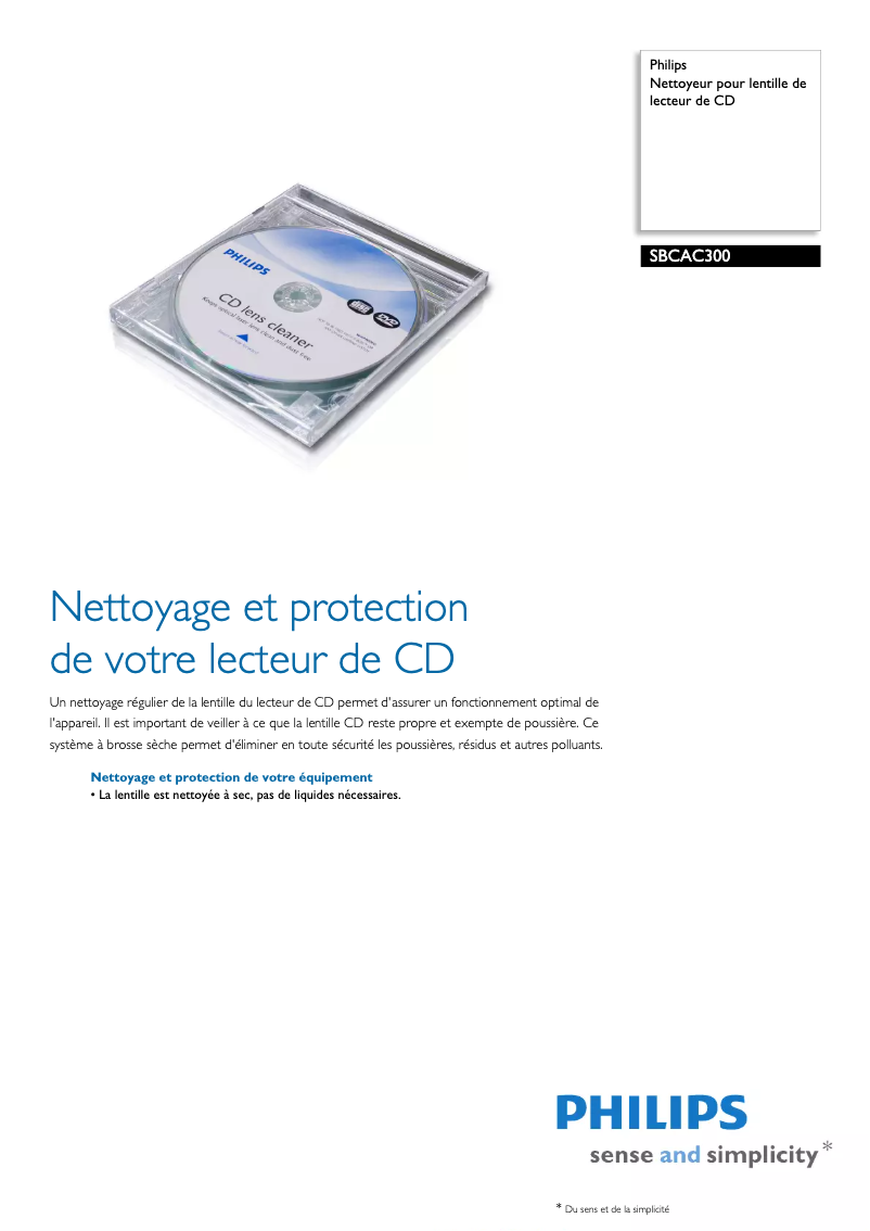 Page n°1 - Manuel utilisateur Philips SBCAC300
