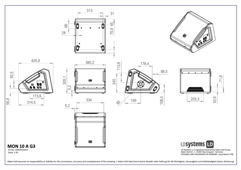 Page n°1 - Fiche technique LD Systems MON 10 A G3