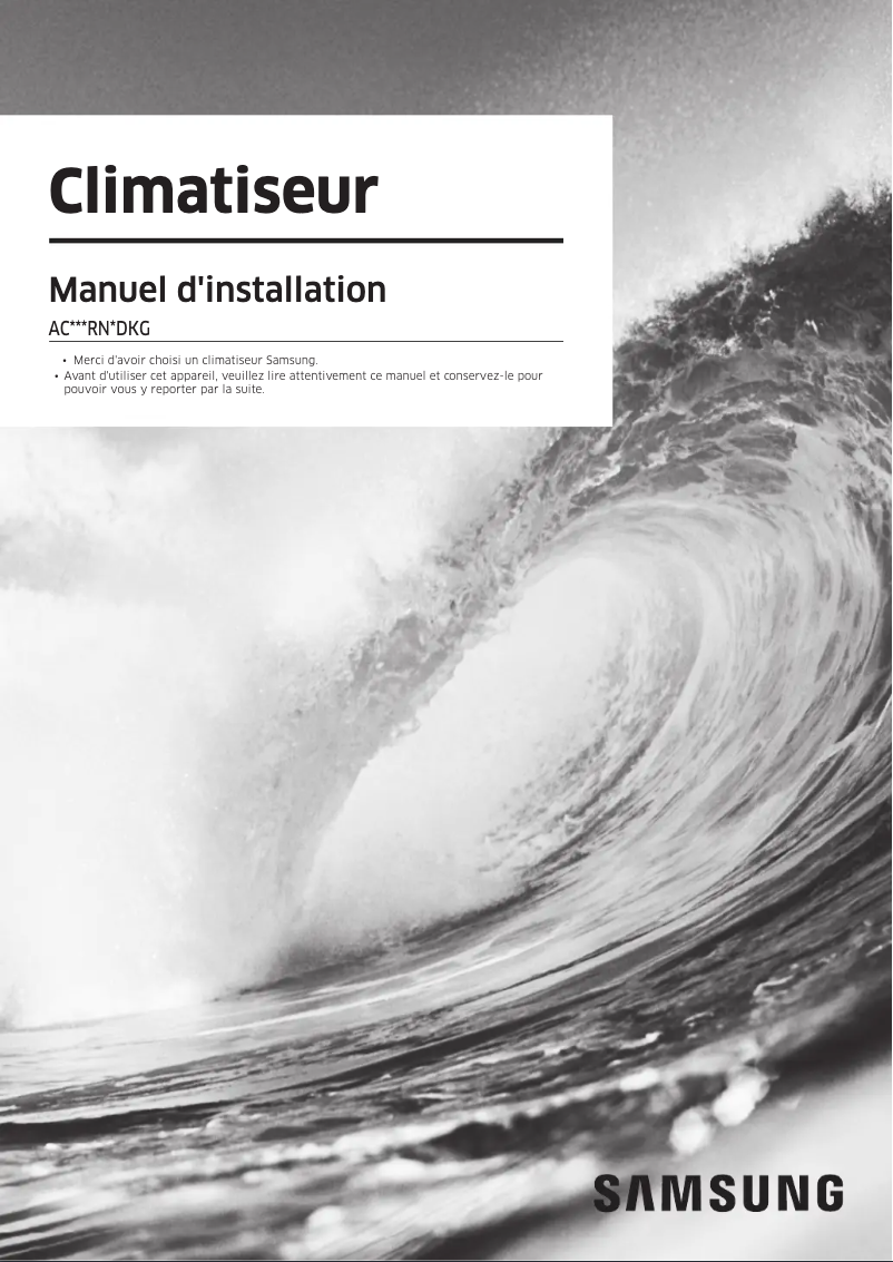 Page n°1 - Guide d'installation Samsung AC140RXADNG/EU