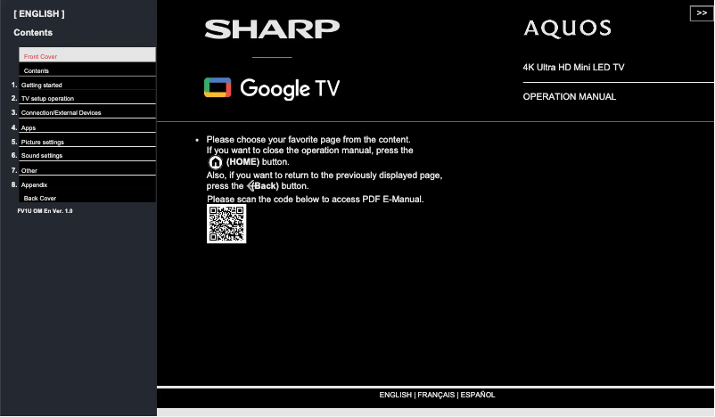 Page 1 de la notice Manuel utilisateur Sharp 4T-C65FV1U