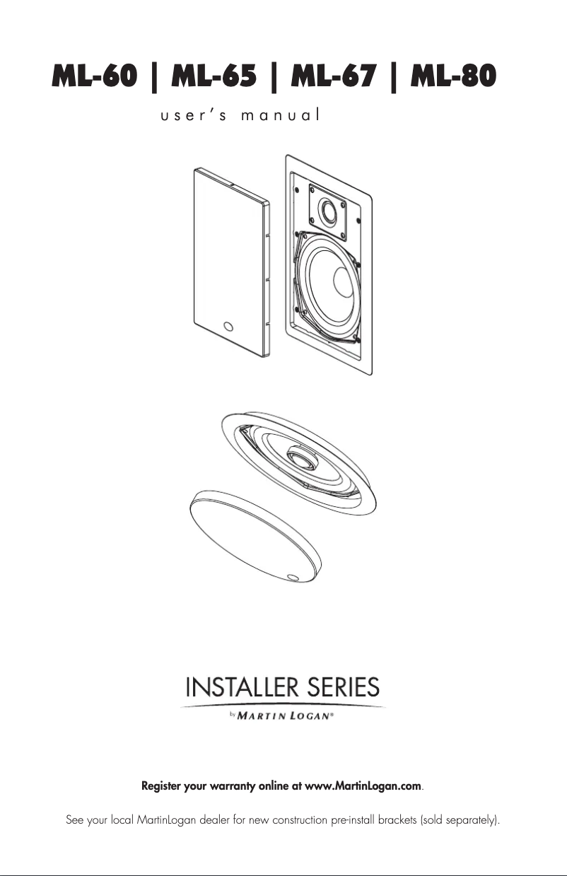 Page 1 de la notice Manuel utilisateur Martin Logan ML-60
