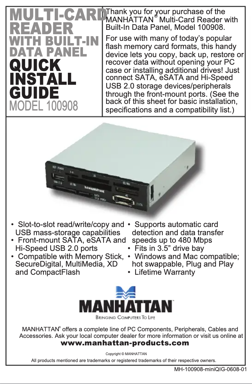 Page n°1 - Manuel utilisateur Manhattan 100908