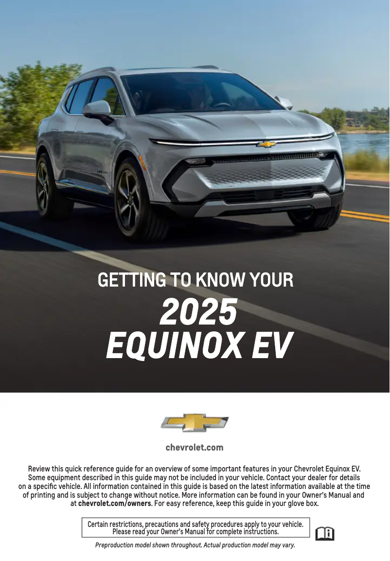 Page 1 de la notice Guide de démarrage rapide Chevrolet Equinox EV (2025)