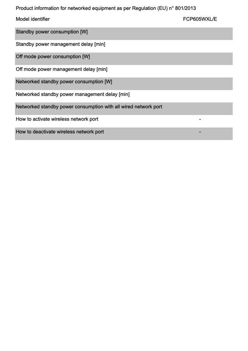 Image de la première page du manuel de l'appareil FCP605WXL