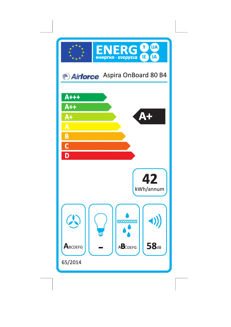 Page 1 de la notice Label énergétique Airforce Aspira OnBoard 80 B4