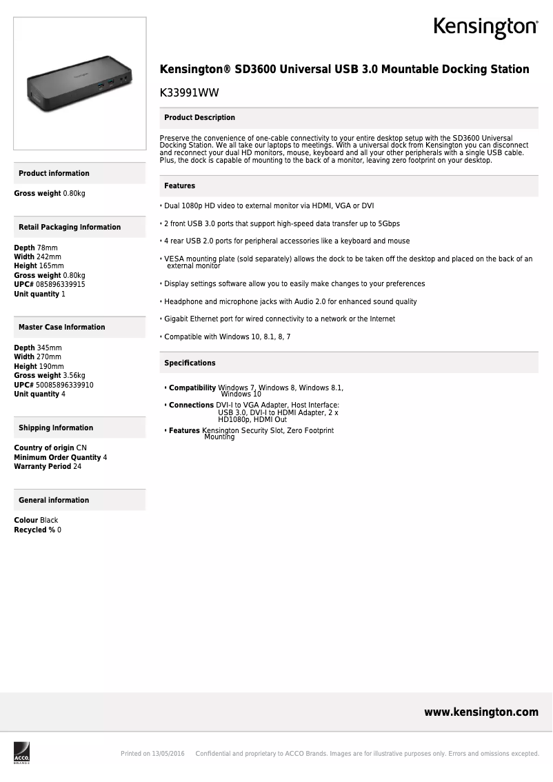 Page n°1 - Brochure Kensington SD3600