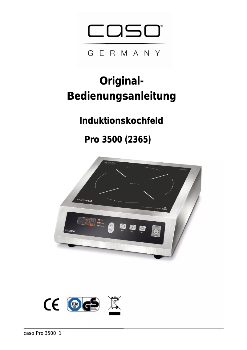 Page 1 of the manual User Manual Caso PRO 3500