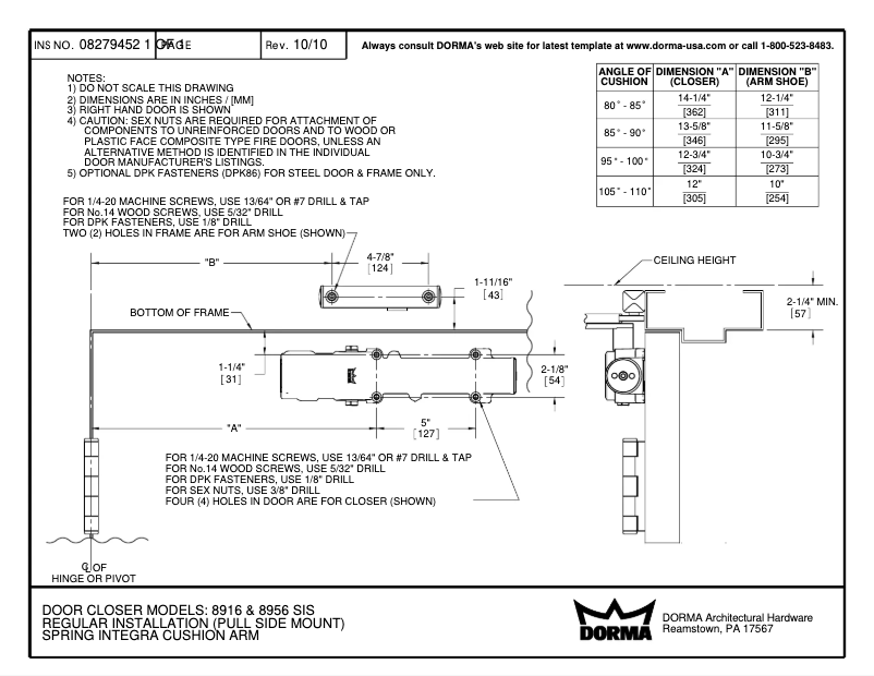 Page 1 de la notice Manuel utilisateur Dormakaba 8900 REG